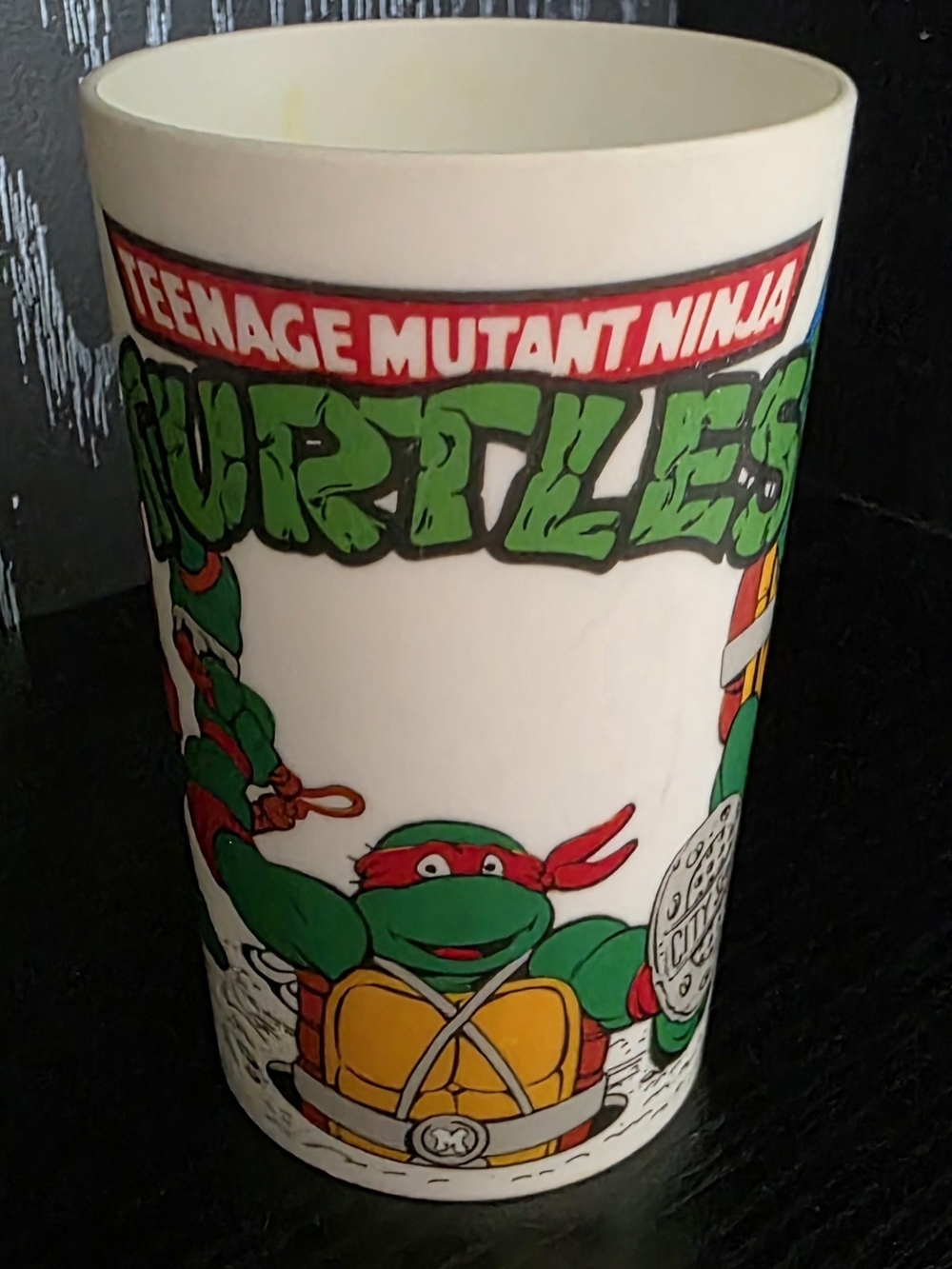 1989 Teenage Mutant Ninja Turtles Graphic Cup - White with Green & Red